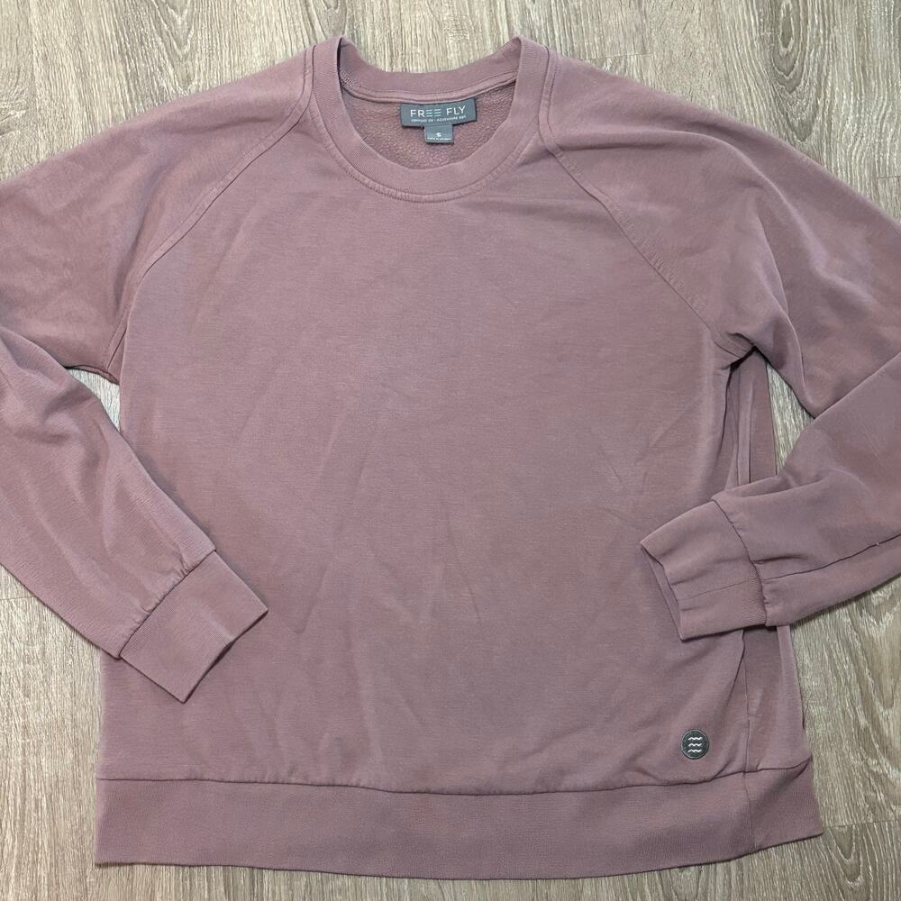 Free Fly Womens Sweatshirt Sz S Bamboo Fleece Crewneck Mauve Purple Pullover
